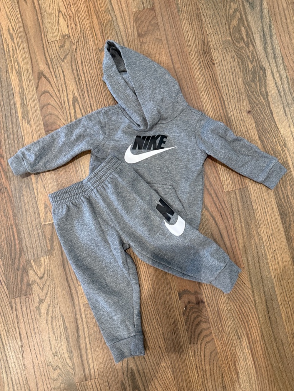 Nike Toddler Gray Hoodie & Jogger Set with White Swoosh